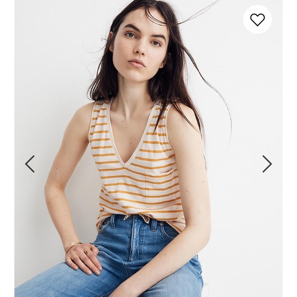 Madewell Tops - Madewell V-neck Top Tungsten Glow Socotra Stripe